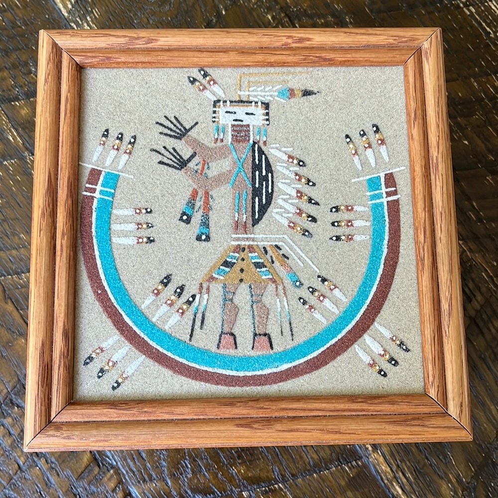 Stunning Navajo Sandpainting Box by Lester Johnson - Camel God